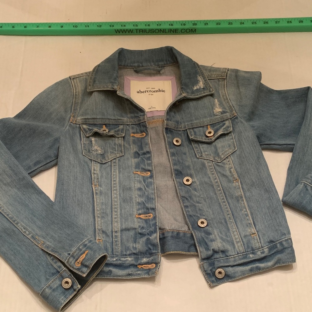NWT Abercrombie Kids Denim Blue Jean Jacket size Large